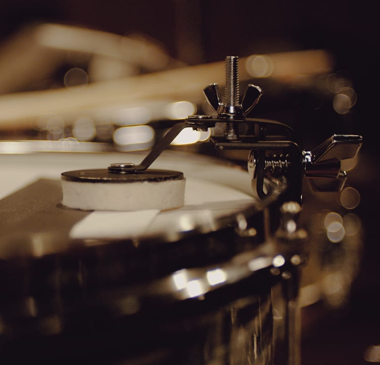 Close up shot of dampened snare drum