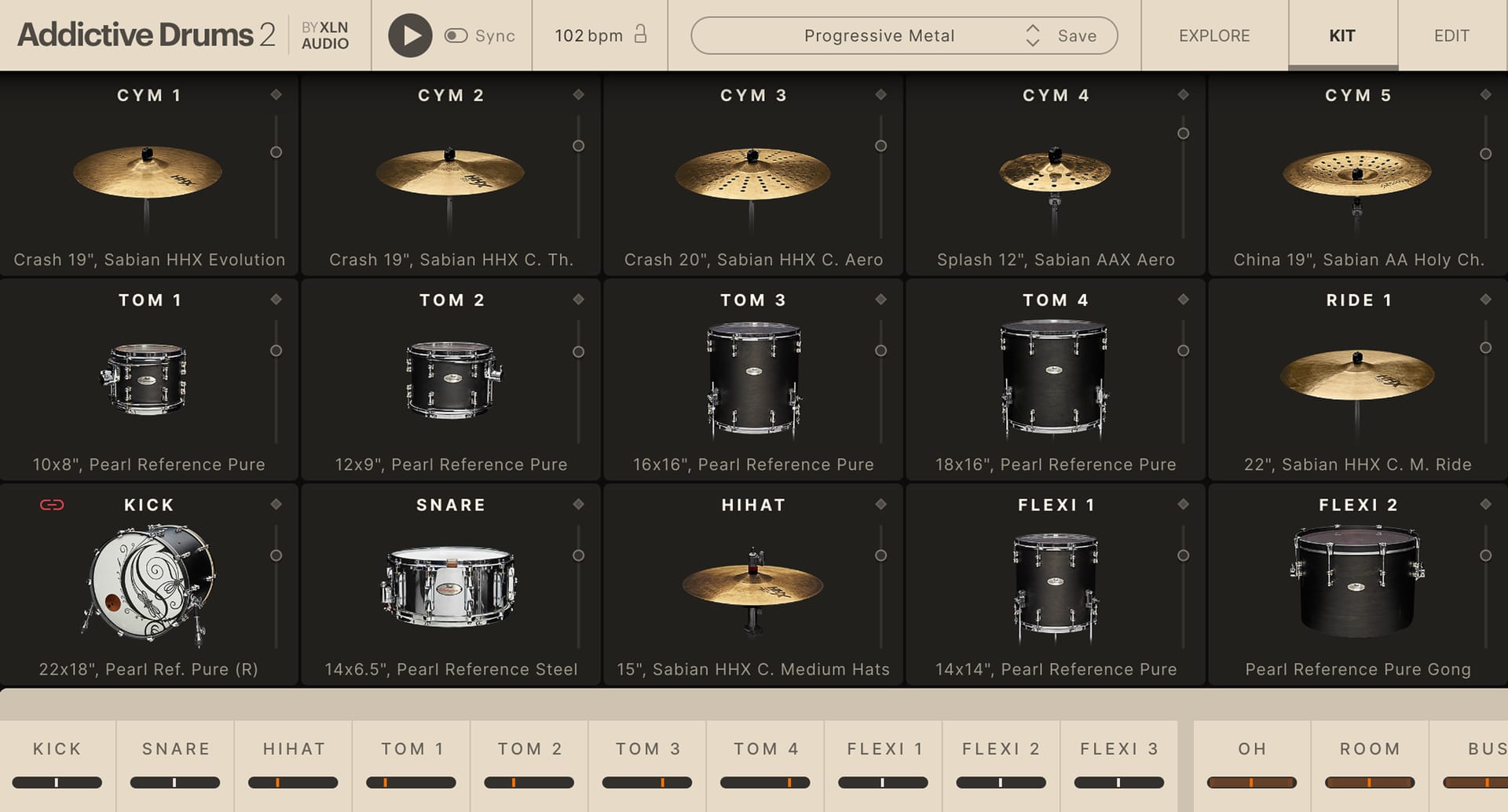 Addictive Drums 2 – Progressive Metal GUI shot