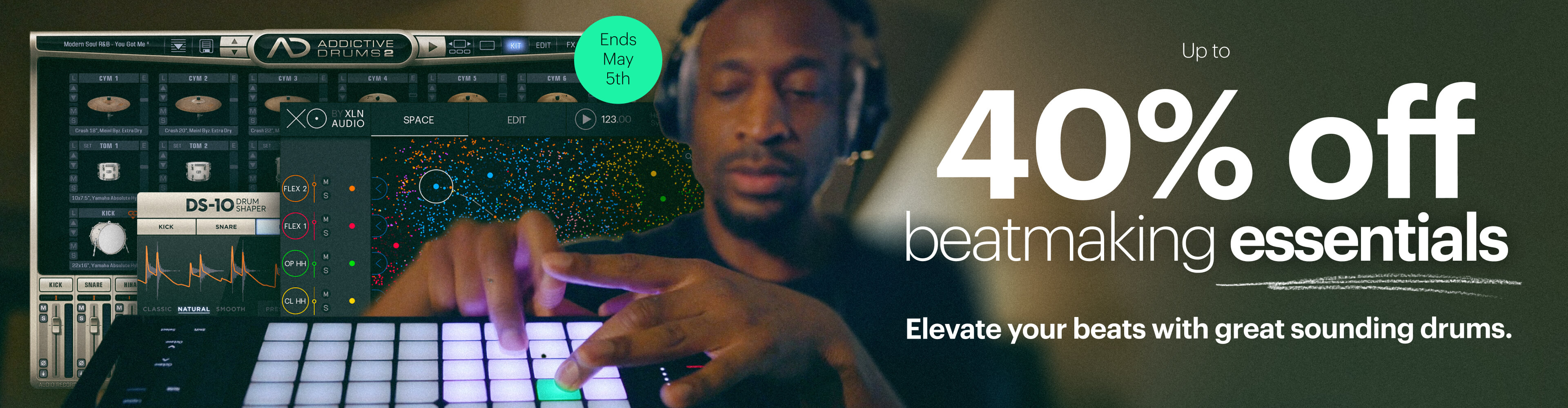 Up to 40% off beatmaking essentials. Ends May 5th.