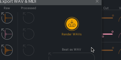 The "Render wavs" button turns yellow when rendering is required